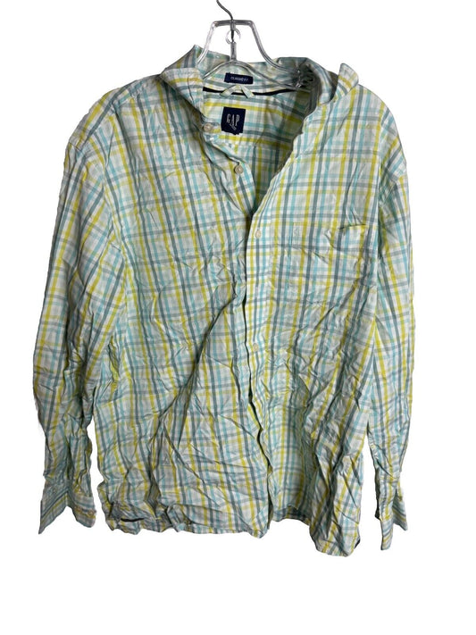 Gap Shirt Mens Large 16-16.5 Plaid Slim Fit Button Up Long Sleeve