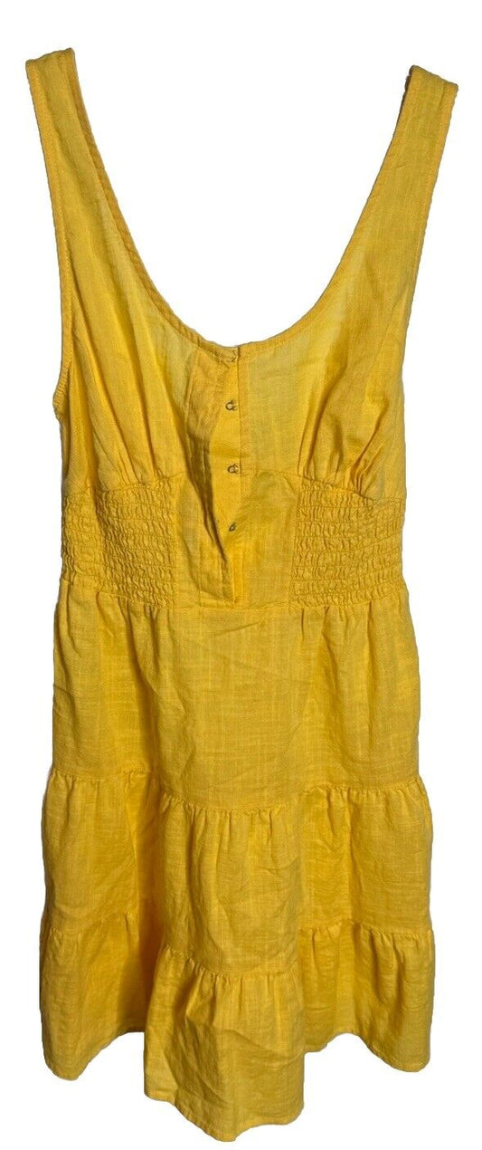 Yellow Floral Dress Arizona Jean Co. Rayon Fabric Wrap Ruffle Spring Easter XS