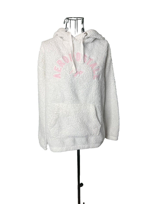 Aeropostale Hoodie Pullover Sweatshirt Women White Logo Size S
