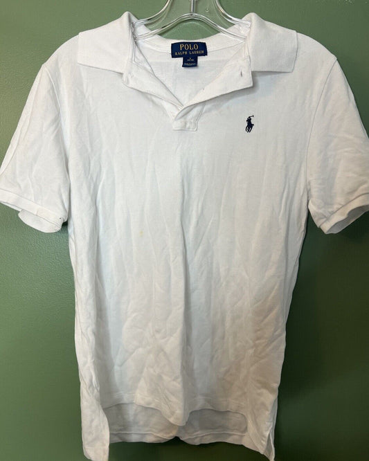 Polo Ralph Lauren Shirt Mens Large 14-16 White Pony Logo Short Sleeve Preppy