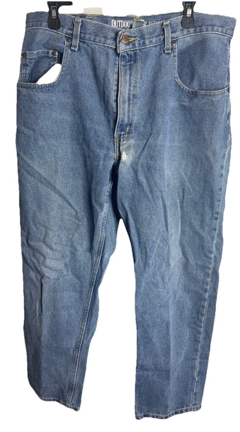 Outdoor Life Mens Sz 36 x 30 Classic Relaxed Fit Straight Blue Jean Cotton Denim