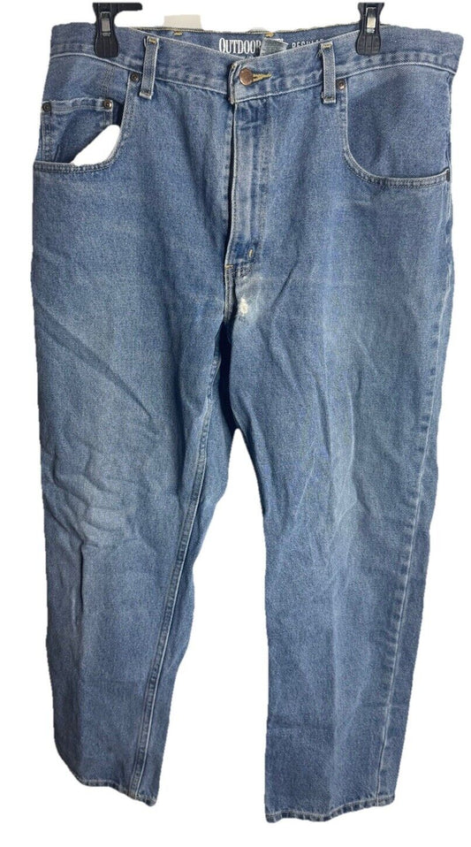Outdoor Life Mens Sz 36 x 30 Classic Relaxed Fit Straight Blue Jean Cotton Denim