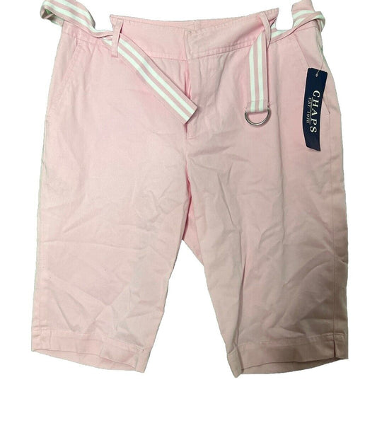 Chaps Jean Shorts Size 4 Bermuda Belted Pink Mid Rise