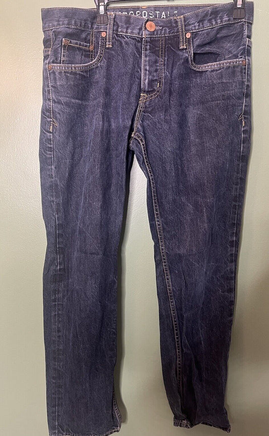 aeropostale bowery jeans slim straight mens 32/30 distressed