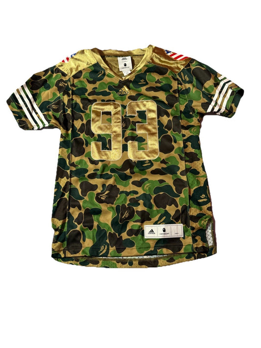 A Bathing Ape Bape x Adidas Green Camouflage Pattern Jersey T-shirt Small