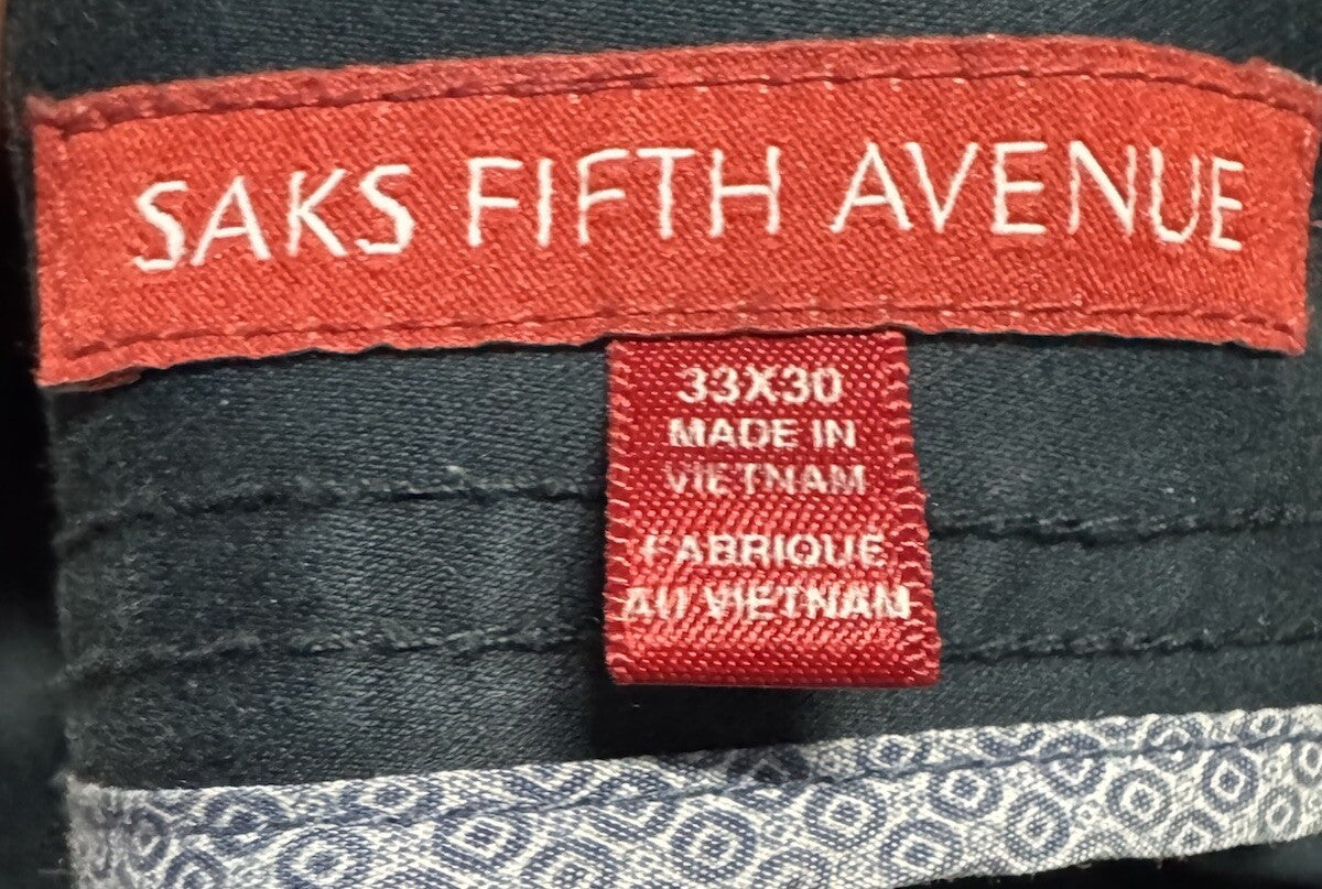 Saks Fifth Avenue Dress Pants Mens 33x30  Flat Front Straight Trouser