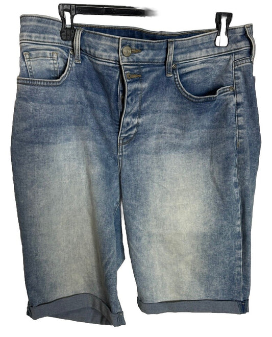 NYDJ Briella Button Fly Stretched Jean Shorts Fold Hem Size 12