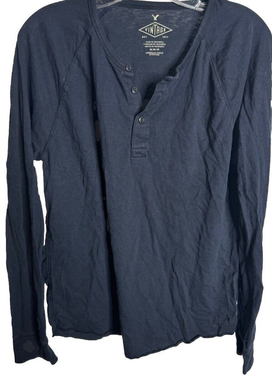 American Eagle Vintage Tshirt Mens Medium Blue Long Sleeve
