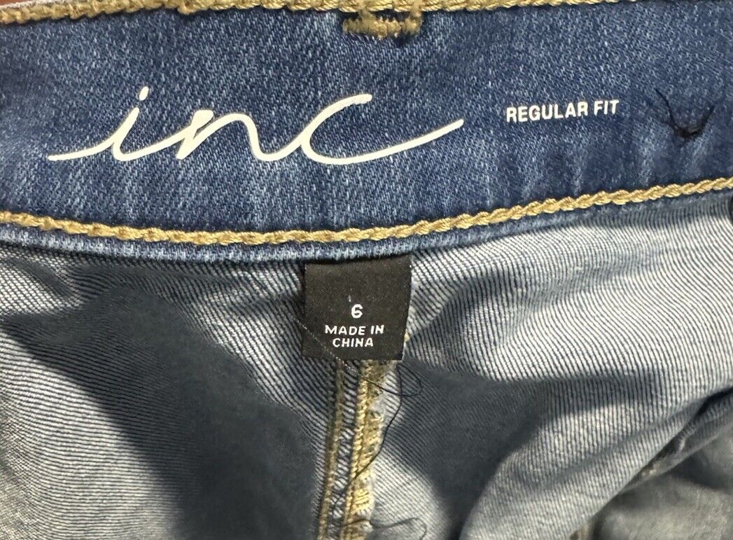 INC International Concepts Women's Denim Skirt Blue Jean Button Front  Size 6