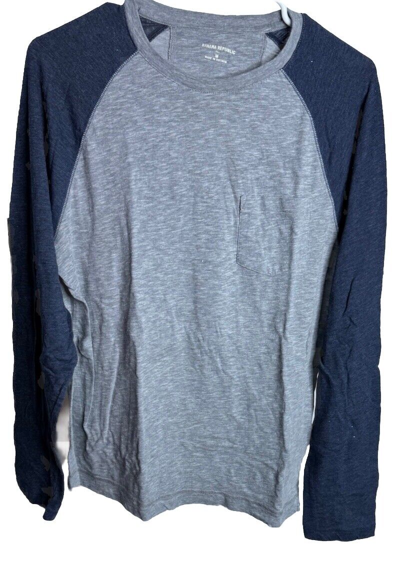 Banana Republic Men's long Sleeve Crew Neck Premium-Wash Tee T-Shirt, - M