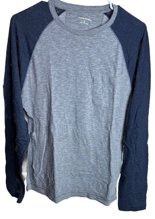 Banana Republic Men's long Sleeve Crew Neck Premium-Wash Tee T-Shirt, - M