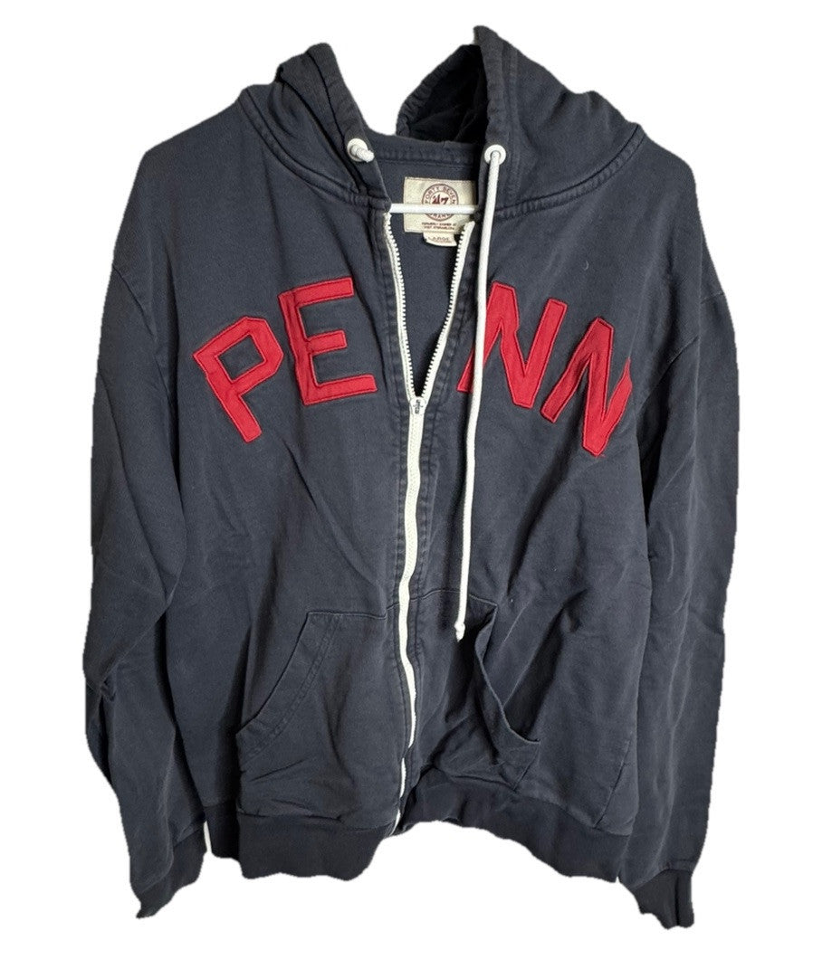 Penn Large Hoodie Sweater Sweatshirt '47 Brand Long Sleeve, Broken Zipper