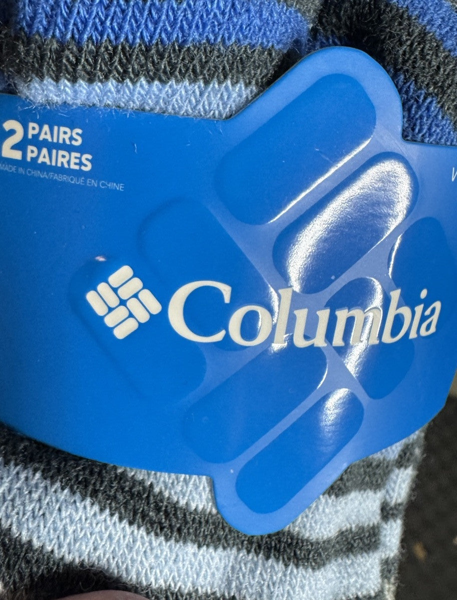 Columbia Crew Socks Women 4-10 Reinforced Heel & Toe 2 Pairs Grey Outdoor