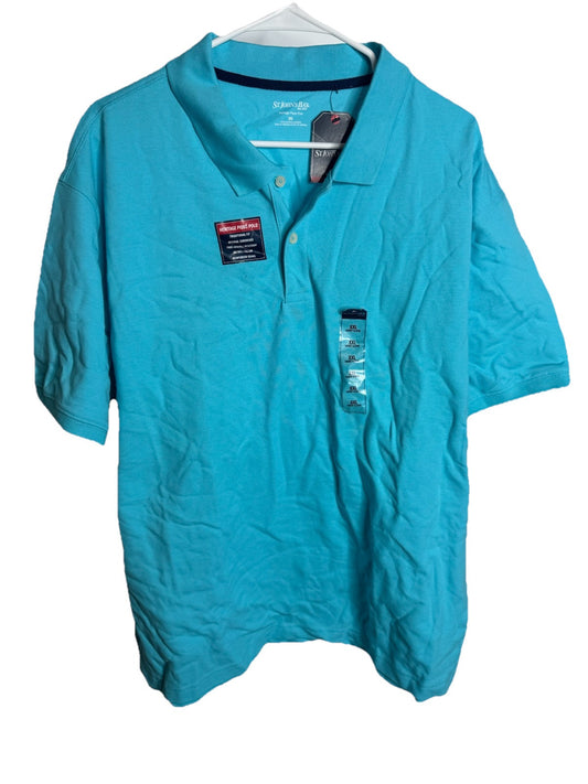 St Johns Bay Shirt Mens 2XL Blue  Polo 100% Cotton Heritage Classic
