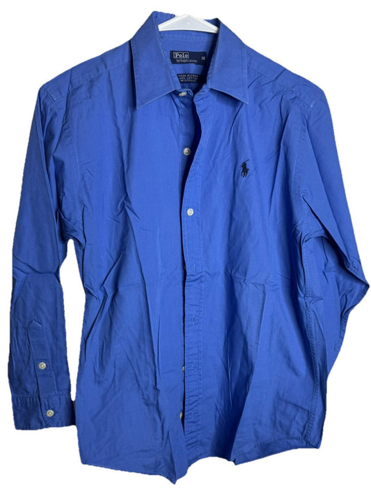 Polo Ralph Lauren Boys Blue  Long Sleeve Dress Shirt Size 14