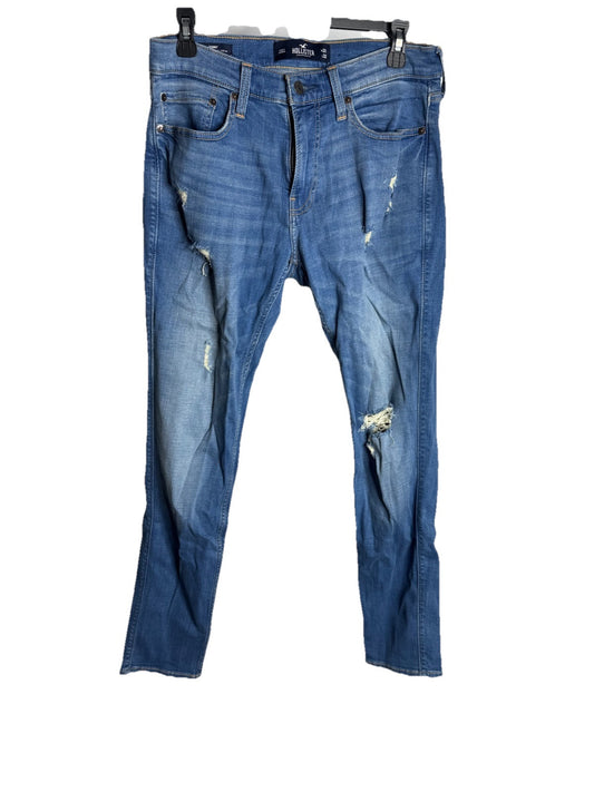 Hollister Slim Straight Leg Blue Jeans Men's Size 31x32 Zipper Fly Denim