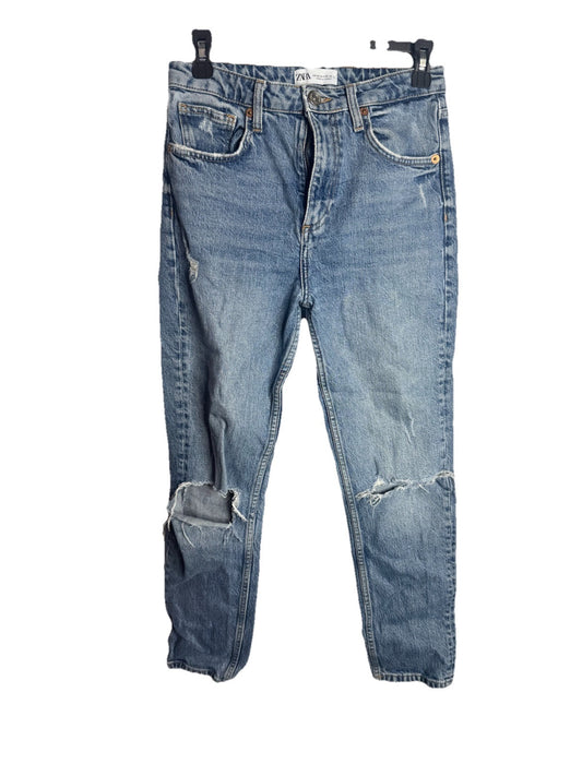 Zara Slim Straight Womens Jeans Blue Size 4 Denim Cotton Blend Pockets