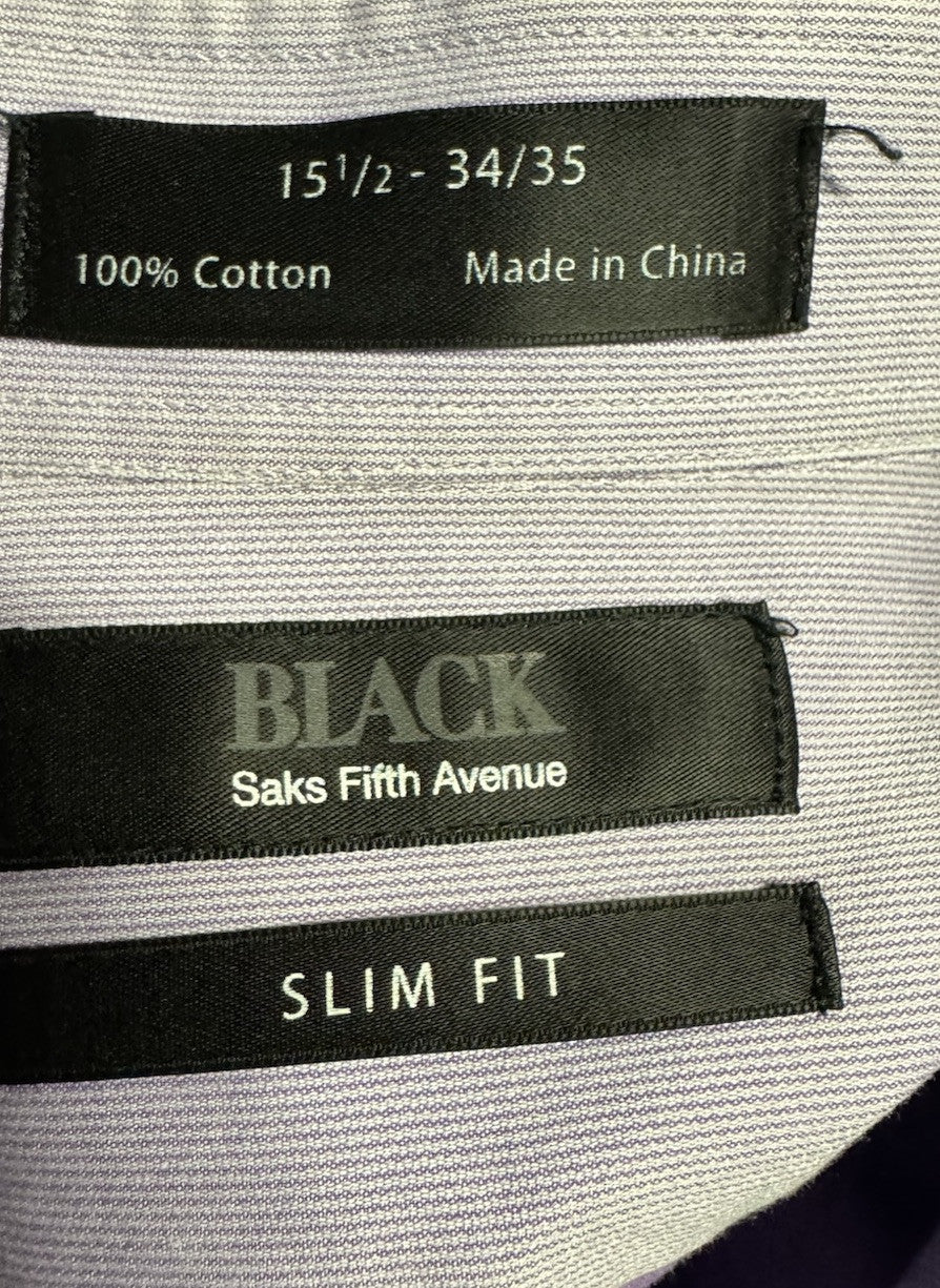 Saks Fifth Avenue Slim Fit 15.5 32/33 Men’s Light Blue Dress Shirt