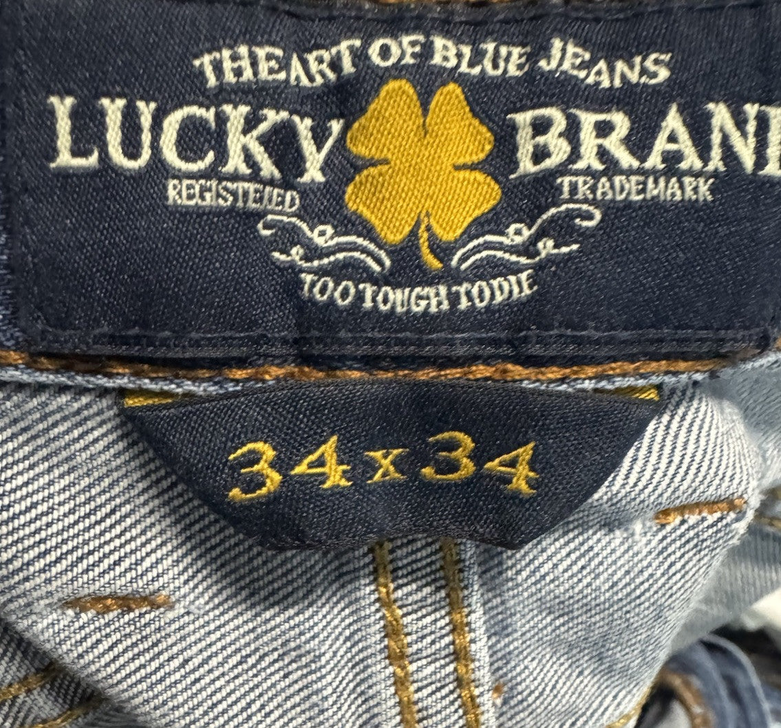 Lucky Brand Jeans Mens 34x34 Blue 110 Skinny Medium Wash Denim Stretch
