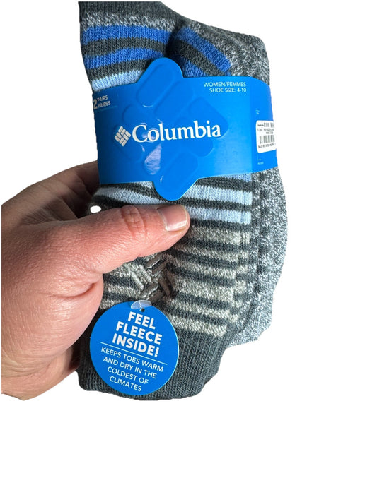 Columbia Crew Socks Women 4-10 Reinforced Heel & Toe 2 Pairs Grey Outdoor