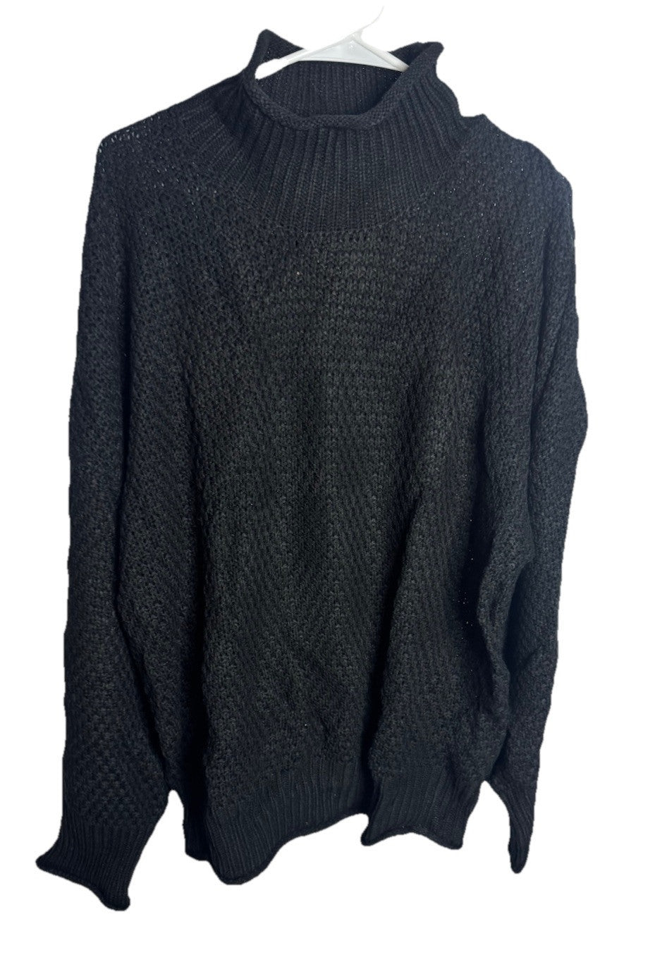 White Stag Sweater Woman Size 16W Black Long Sleeve Acrylic Plus