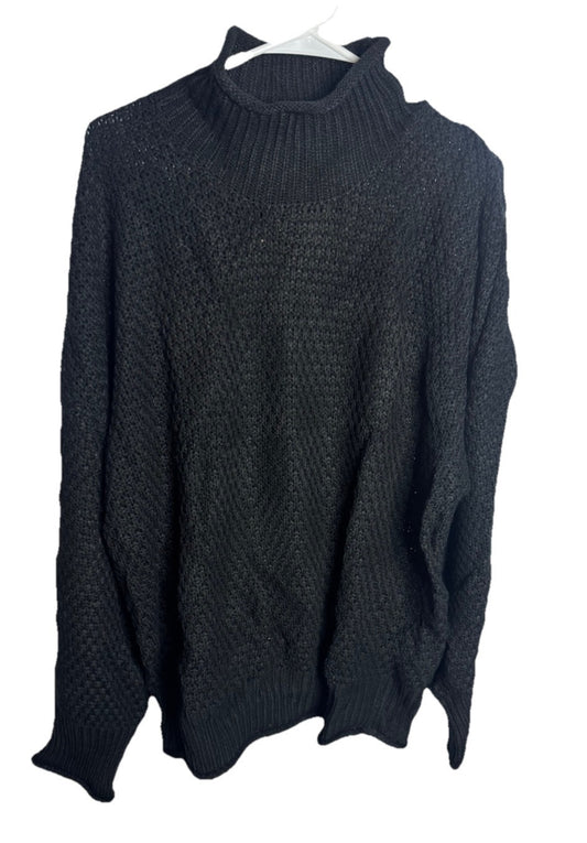 White Stag Sweater Woman Size 16W Black Long Sleeve Acrylic Plus